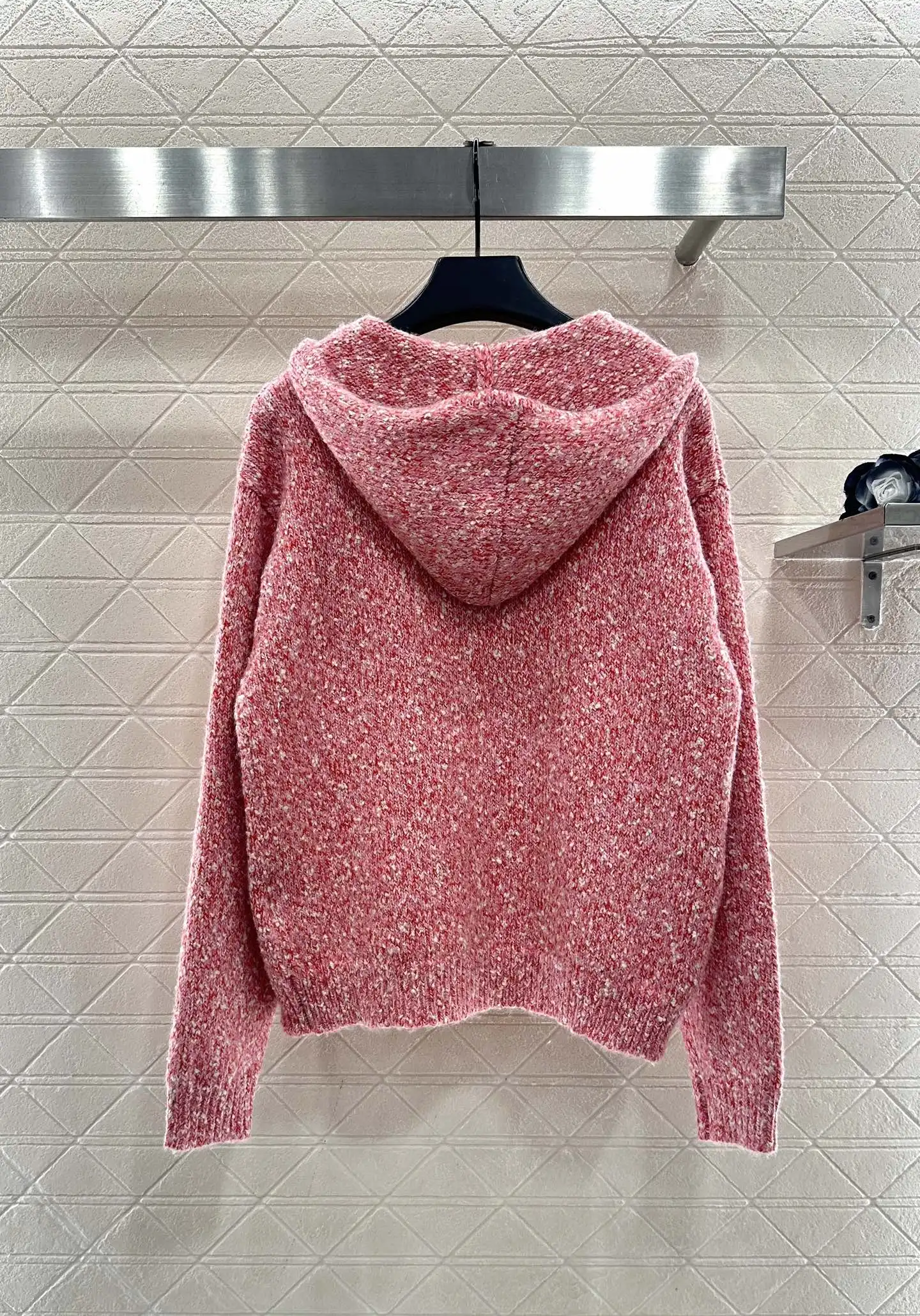 

2025 Autumn and Winter Wool Yarn Manufacturing Hooded Snowflake Dot Knitted Hooded Cardigan Women's Sweatshirt