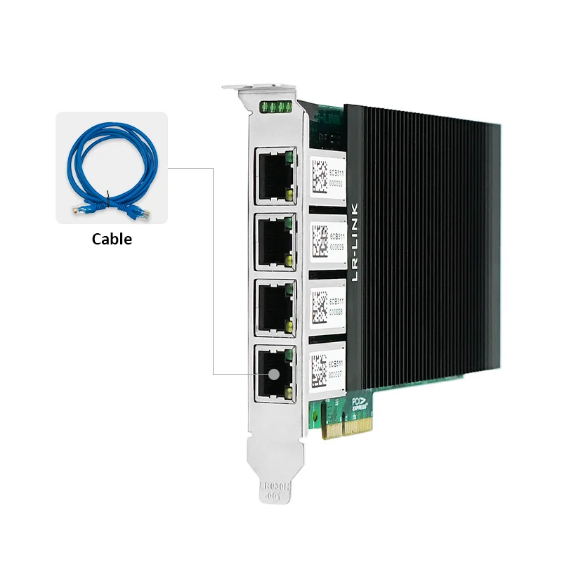 LR-LINK 2004PT-POE Quad Port PCI Express Gigabit PoE Vision Card Ethernet Adapter Network Card(NIC) Intel I350 Chip Based