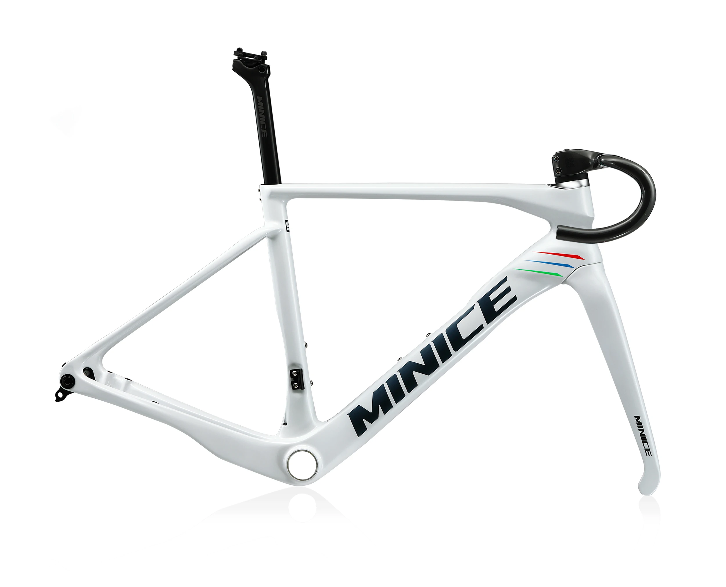 Minice Aerodynamischer EPS-geformter Carbonrahmen mit Scheibenbremse, max. 700*32C, AERO Rennrad-Rahmenset, BSA, vollständig interne Kabelführung, Lenker, DI2, mechanisch – Detail 7
