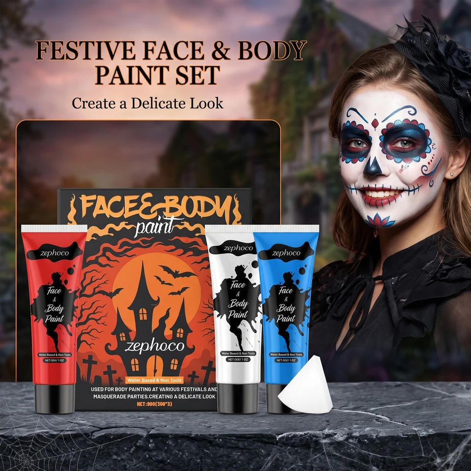 Zephoco Full Coverage Halloween Face Body Painting Kit