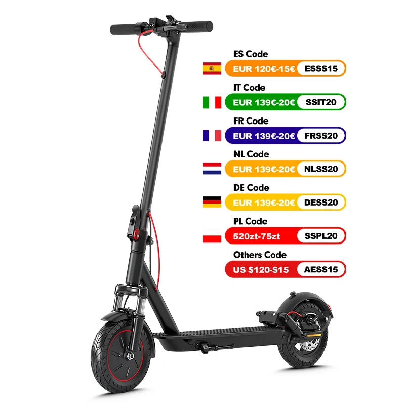 Trottinette électrique 350W 36V10.4Ah avec double amortisseur, vitesse 30 km/h, autonomie 30-40 km, pneus de 10 pouces, pliable, pour adultes, avec application