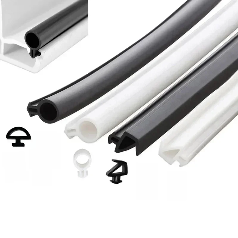 Bande d'étanchéité pour portes et fenêtres en alliage d'aluminium, pont 1/2/5M, Type de fente pour carte, bande en plastique et Silicone, insonorisée, coupe-vent, étanche