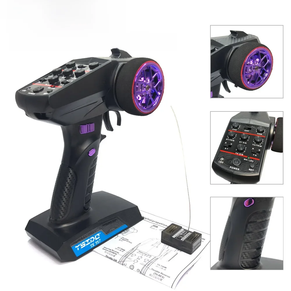YSIDO 2.4G YS7 7CH Afstandsbediening Digitale Radio Zender met Ontvanger voor 1/10 1/8 Crawler Controller RC Boot auto - afbeelding 2