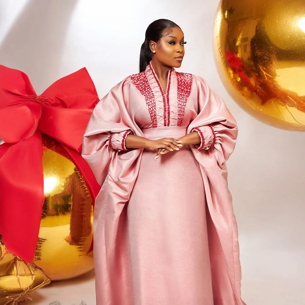 エレガンスアフリカンドレス女性のための高級高品質ジャカード生地 boubou アフリカファムベルト付き