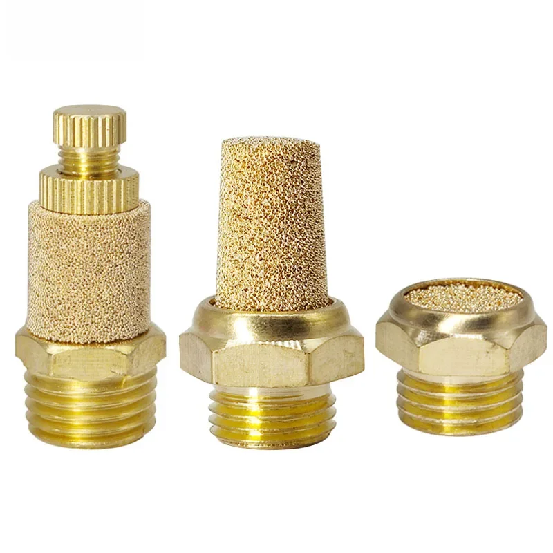 Valve d'échappement pneumatique en laiton, filetage M5, tailles 1/8 '1/4' 3/8' 1/2' BSP mâle, réduction du bruit, filtre de silencieux d'air