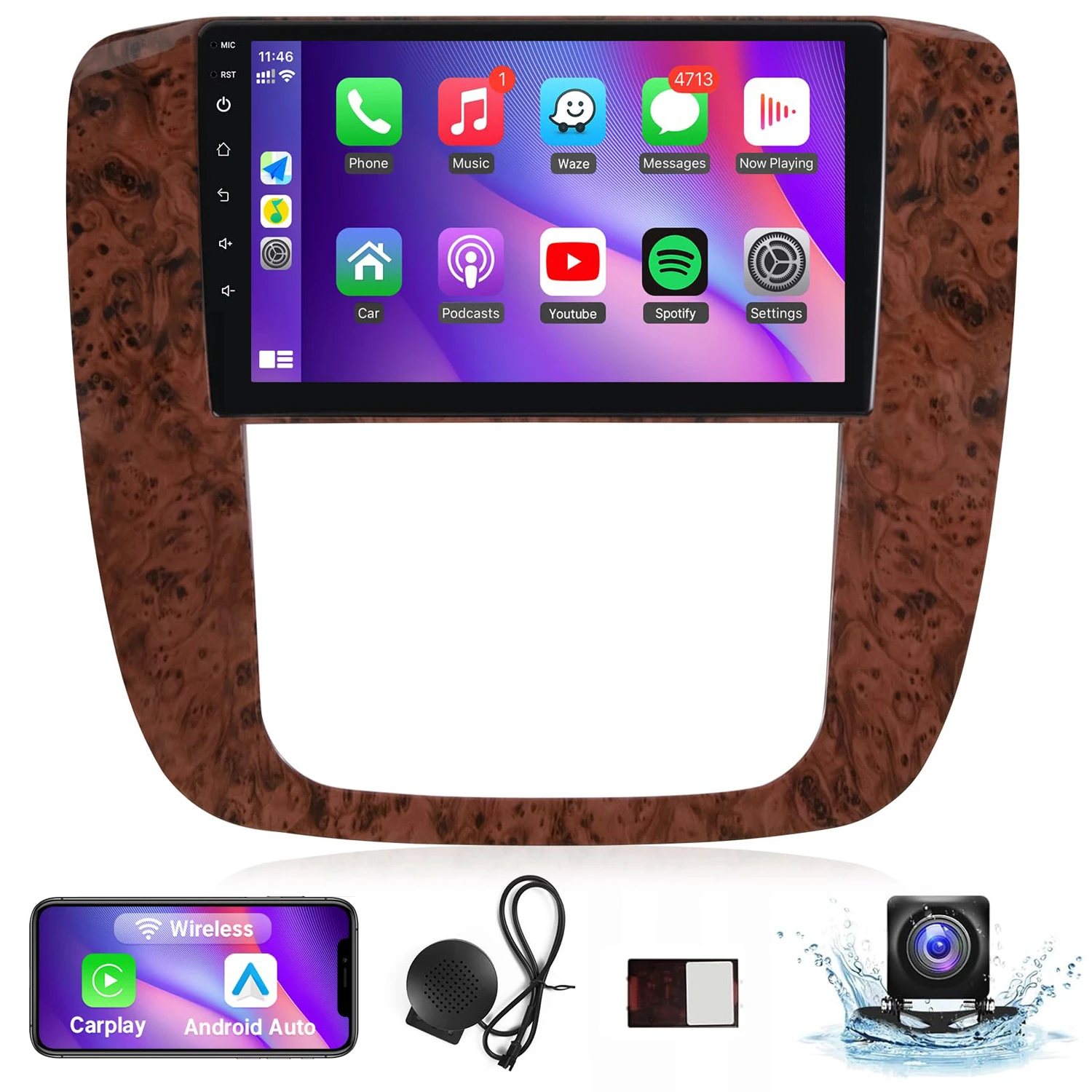 

9" Wireless Car Radio for GMC Yukon Chevrolet Chevy Silverado Tahoe Suburban 2007-2012 Touchscreen Car Stereo with Backup Camera