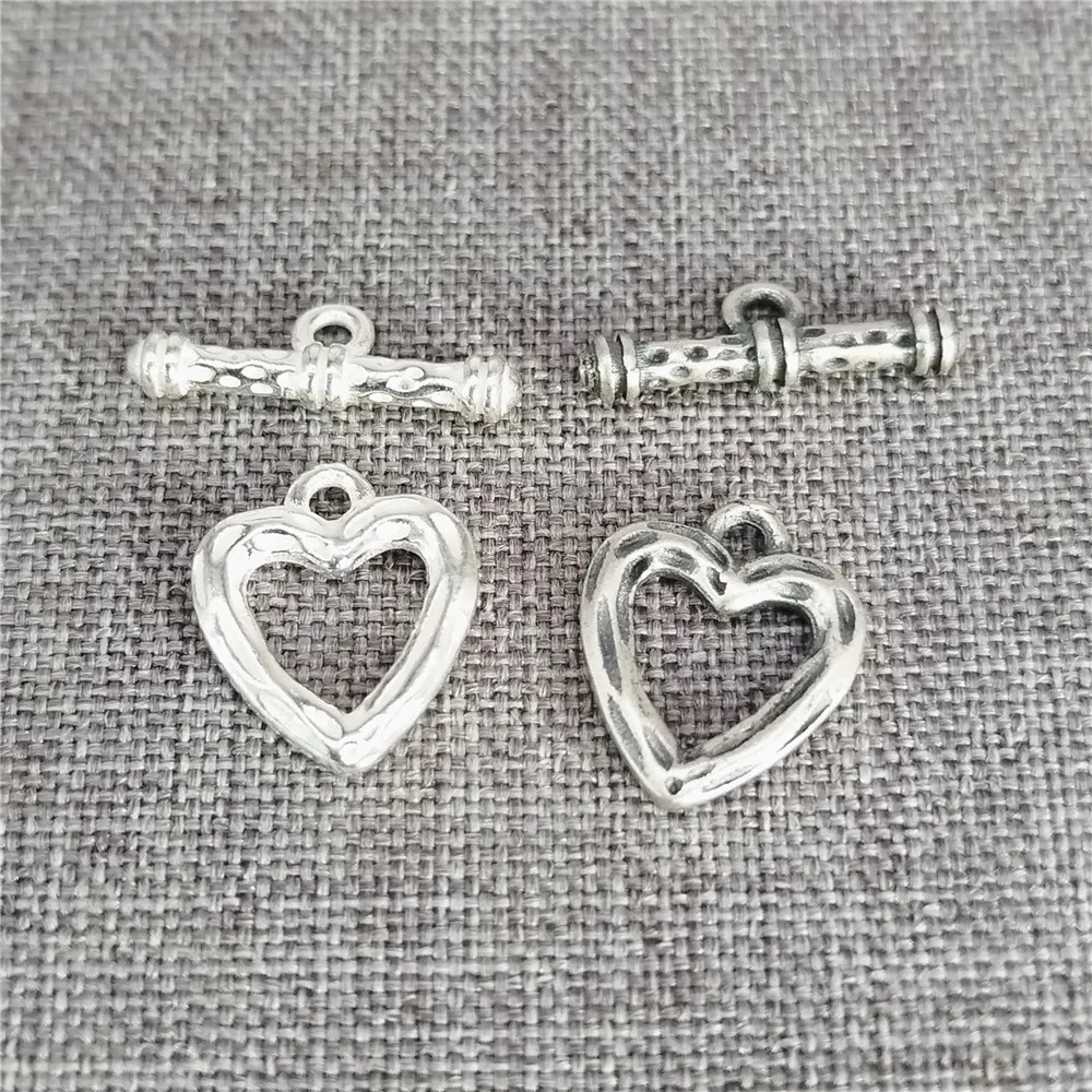 

4sets of 925 Sterling Silver Love Heart Toggle Clasps Lunar Concave Clasp Set for Bracelet Necklace