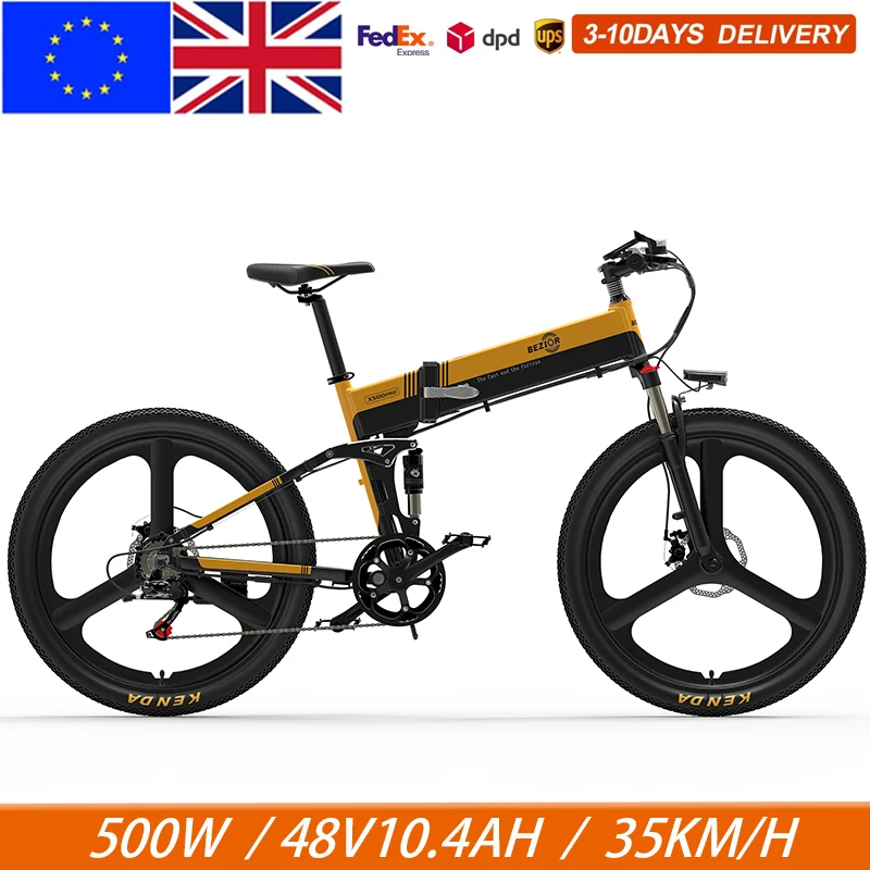 Bezior X500PRO Electric Mountain Bike 26inch Magnesium Wheel 48V10.4ah 500W Folding Bike Max Speed 35km/h