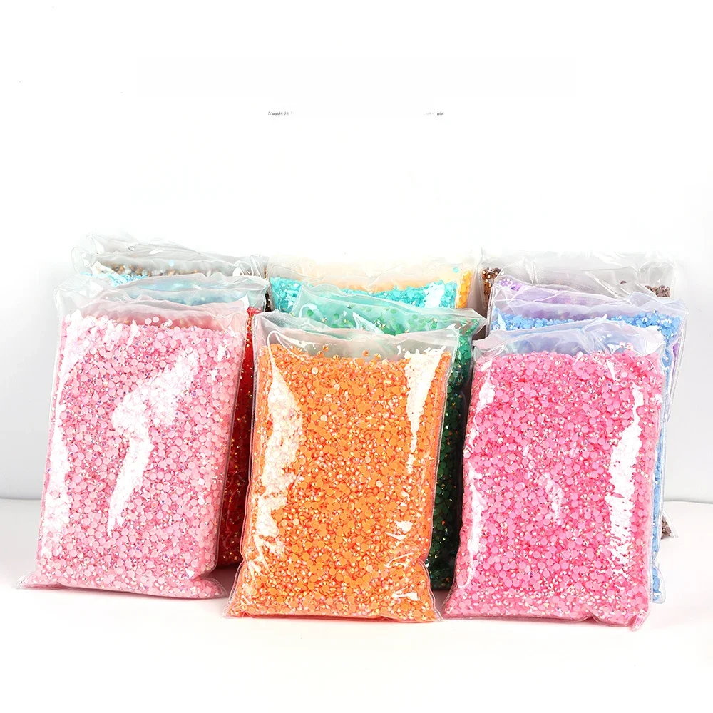 Hurtownia hurtowa Jelly Color AB Transparent AB 2mm, 3mm, 4mm, 5mm, 6mm Facets FlatBack Resin Rhinestone Nail Art Garment Decoration — zdjęcie 2