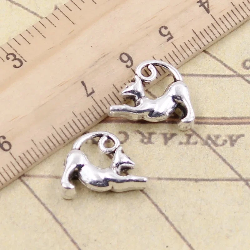 10 sztuk Charms leniwy kotek 15x18mm tybetański srebrny kolor wisiorki antyczna biżuteria Making DIY Handmade Craft — zdjęcie 2