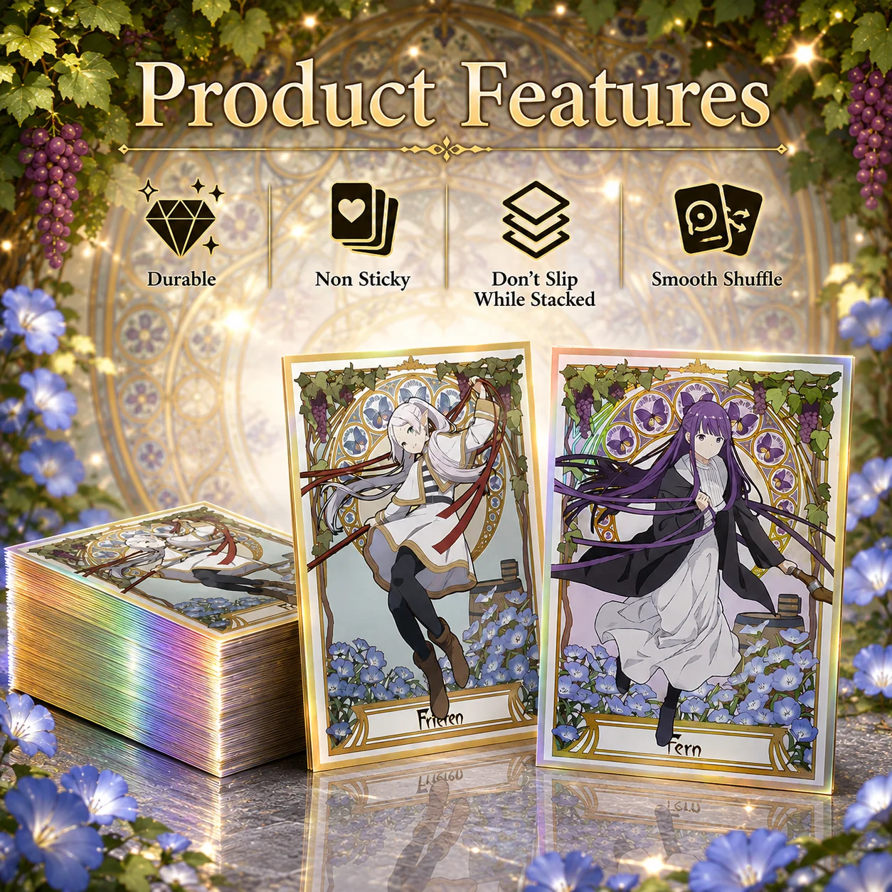 67X92mm 120 Stück Holografische Effekt-Rückseite Standardgröße Art Anime Kartenhüllen für MTG/PTCG Spiel Top Loading Brettspiel Sammelkarten-Schutz