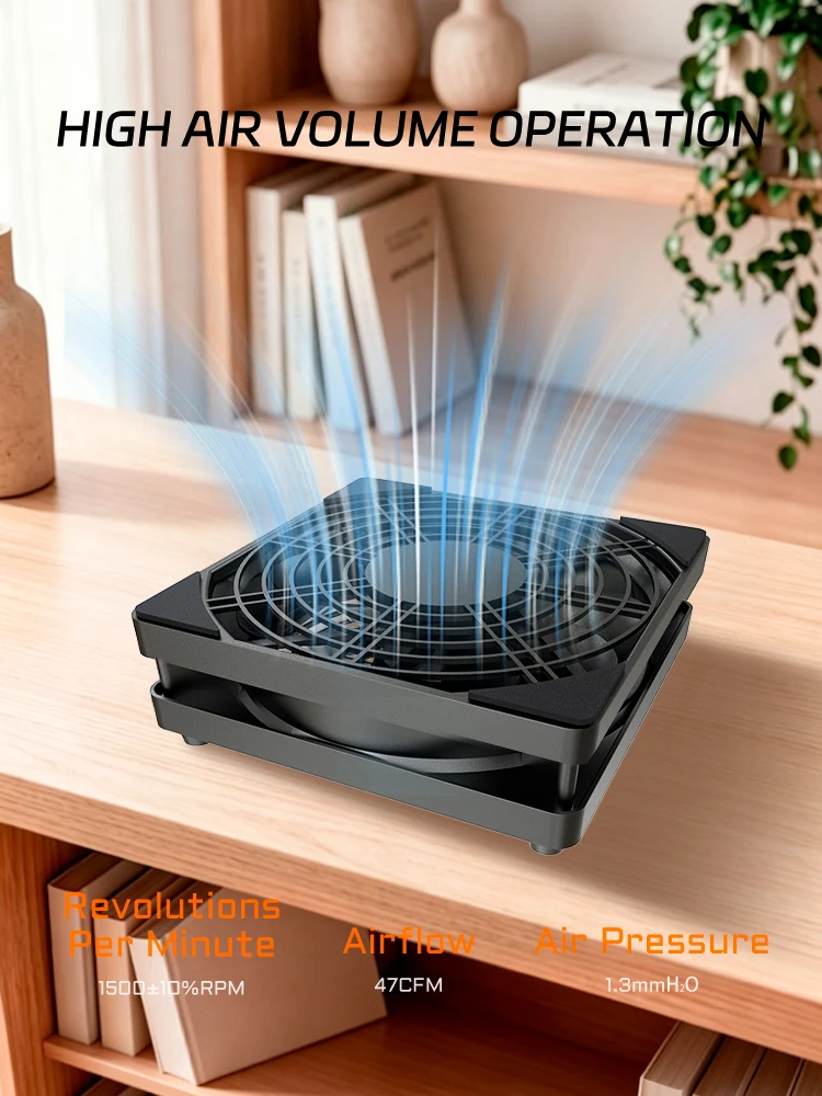 5V USB-betriebener 125mm Router-Kühlventilator mit Ein-/Aus-Schalter und Geschwindigkeitsregler für Modem, NAS, Set-Top-Box und andere Geräte zur Wärmeableitung. – Detail 10