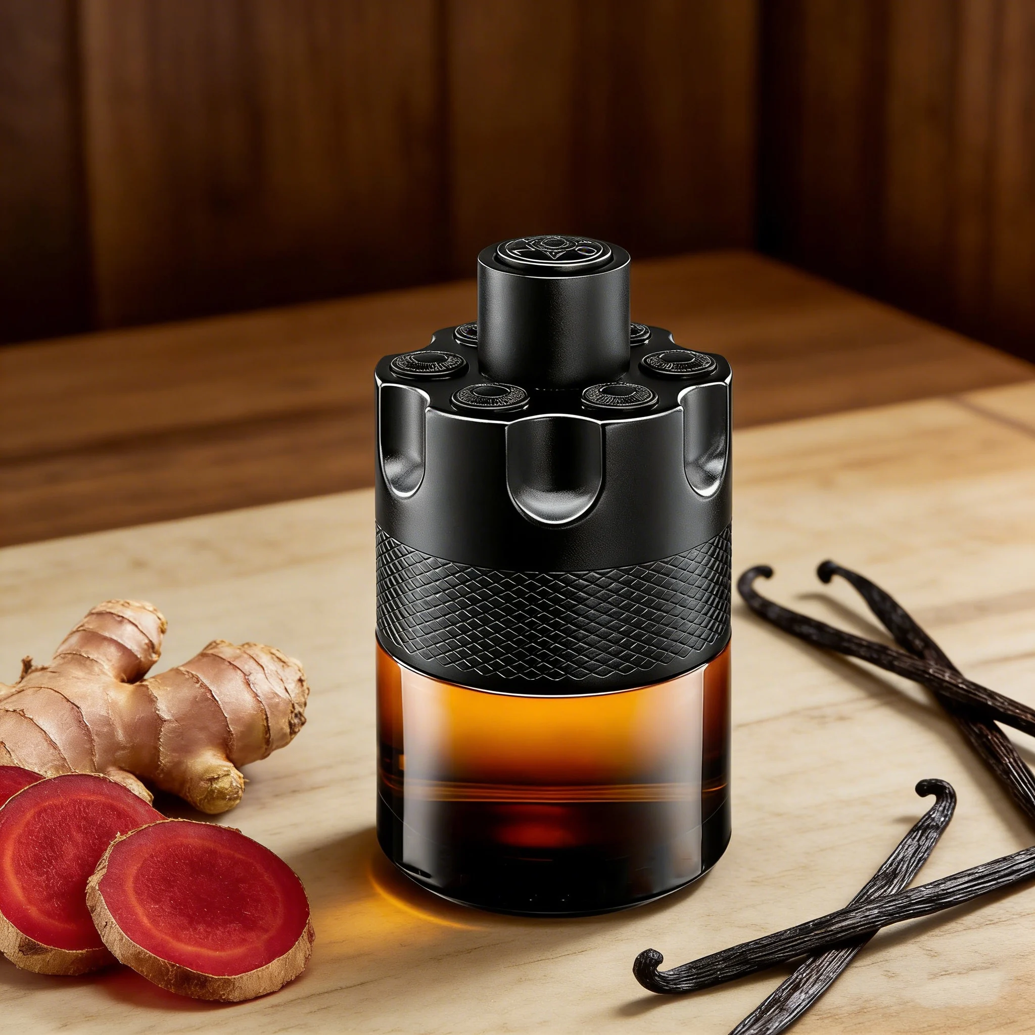 Zdjęcie 4: Męska luksusowa wodna perfumacja o zapachu drzewno-kořeniowym 100 ml, długotrwały zapach bursztynu i skóry, butelka o przemysłowym designie.