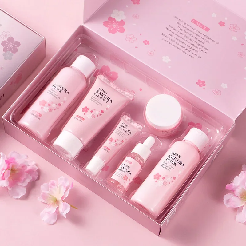 Laikou Sakura Hautpflege-Sets Gesichts reiniger Augen cremes Gesichts creme Serum Lotion Toner