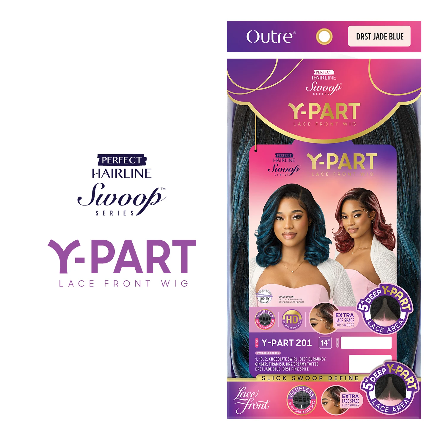 Outre HD الدانتيل أمامي شعر مستعار اصطناعي مثالي شعري غلويليس Y-Part Swoop Series Y-Part 201