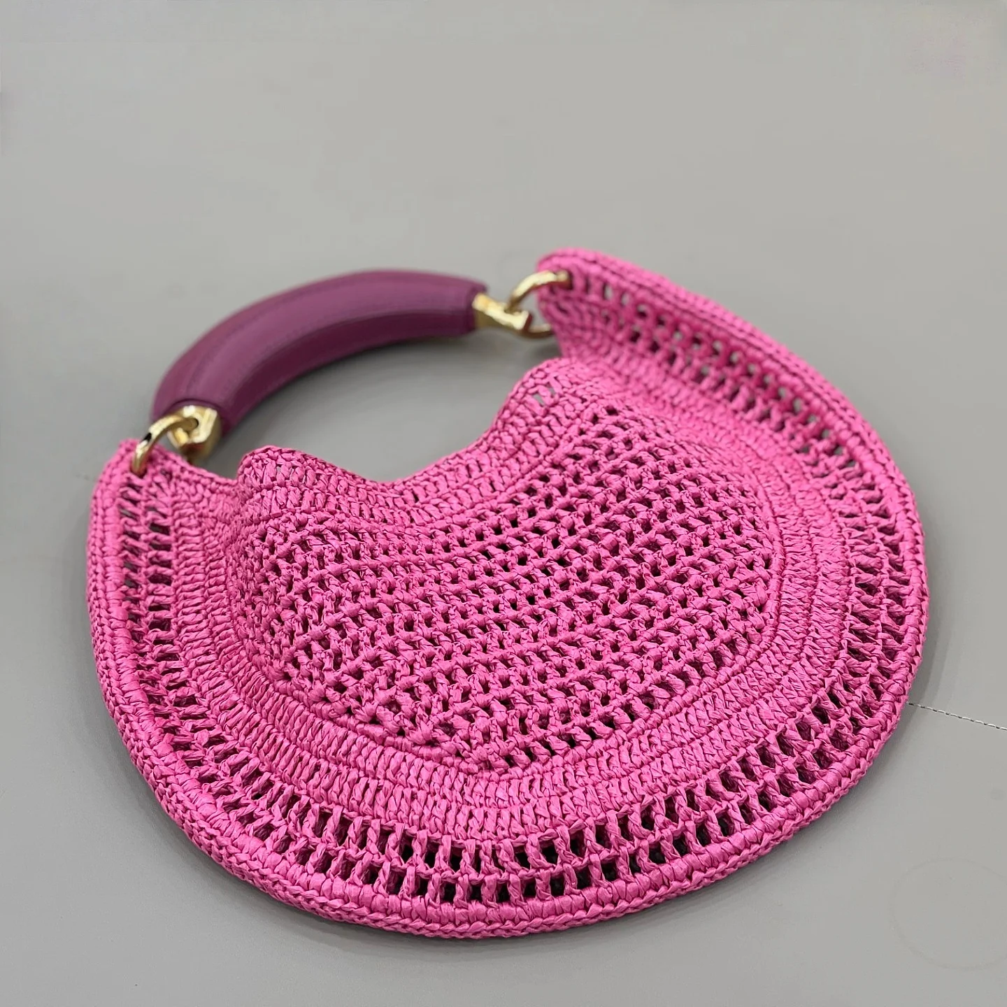 Banana Shape Raffia Straw Hobo Bag For Women Classic Vintage Woven Handbag Summer Beach Purse Shoulder Bag - Image 5