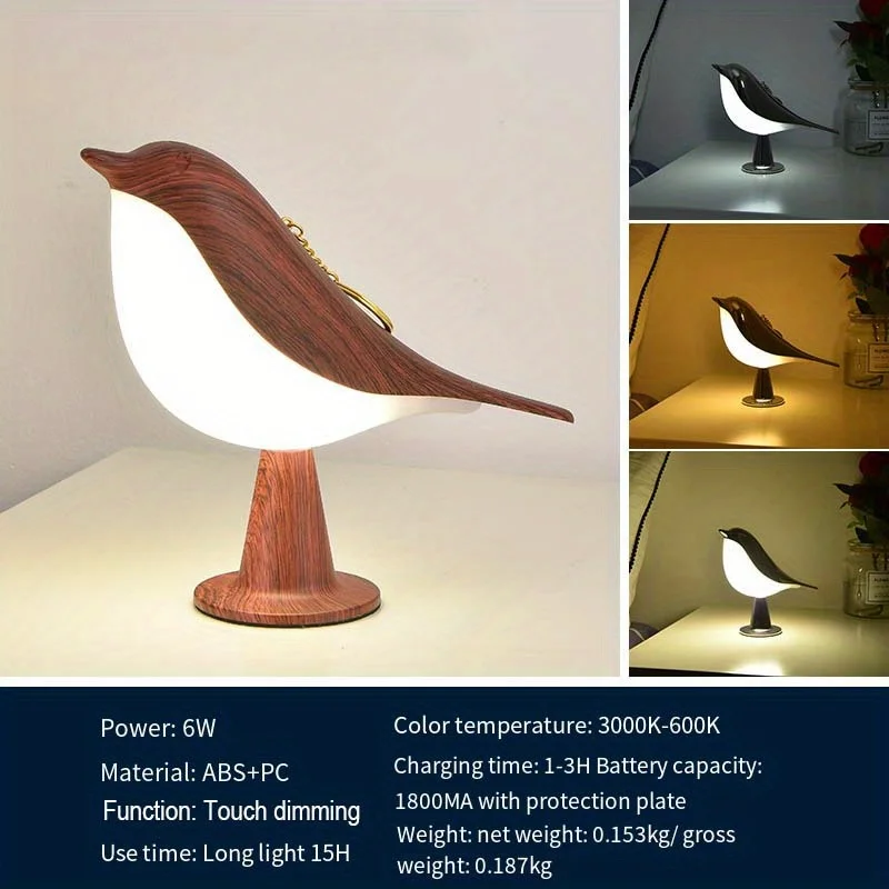 Veilleuse tactile aste Little Bird, lampe de table à intensité variable, chambre à coucher, bureau de pépinière, voiture, décoration d'intérieur, moderne, mignon