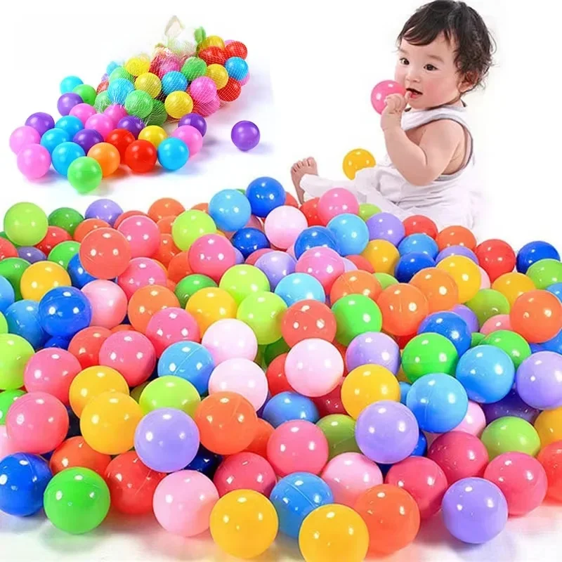 100/200 pièces 5.5cm et 7cm balles d'océan en plastique souple sûr de haute qualité pour parc de bébé coloré doux Stress Air jonglerie piscine à balles