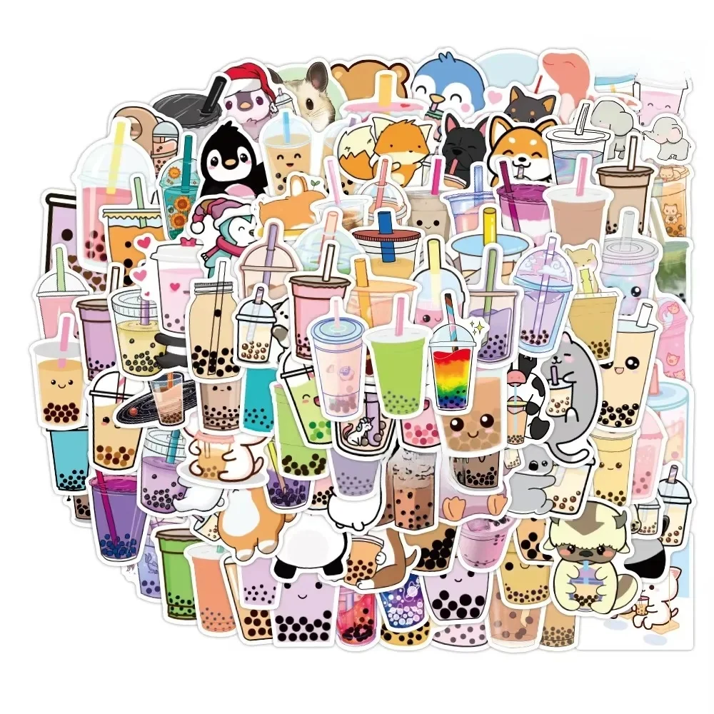 AliExpress NONE 100PCS Cute Cartoon Pearl Milk Tea Stickers Pack for Girl Boba Bubble Teas Decal Sticker Decoration Bicycle Motorcycle Tabletop
