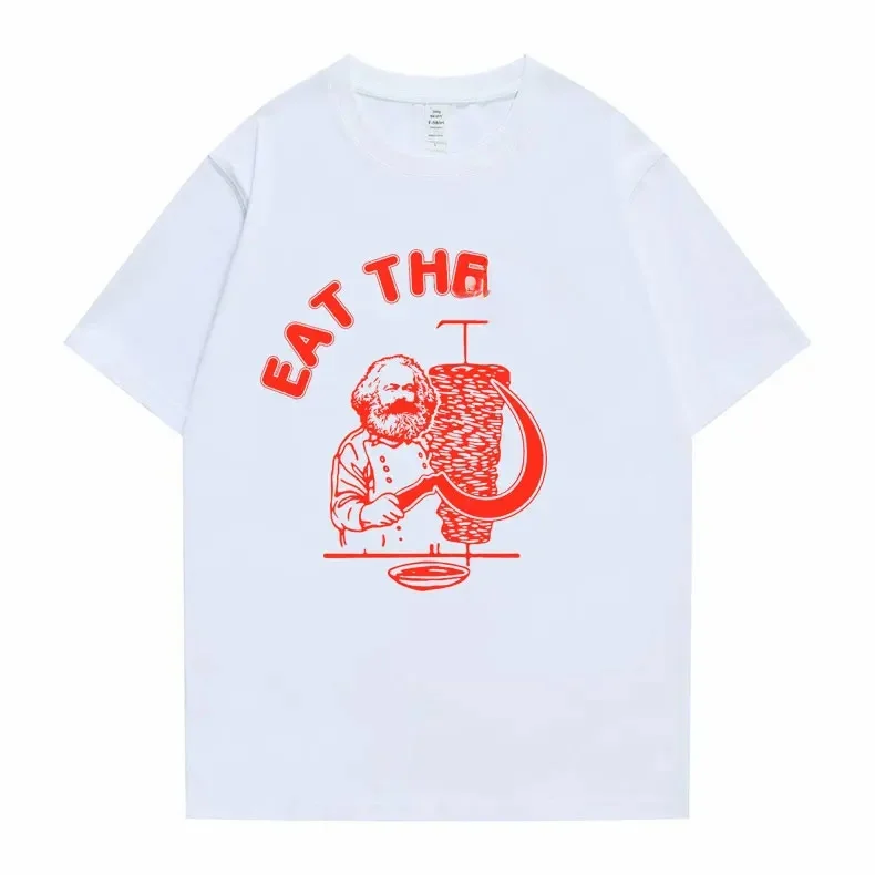 Neue lustige Männer Frauen Casual übergroße T-Shirt Eat The Rich Doner D%C3%B6ner Kebab Karl Marx Socialist Hasan Piker Grafik T-Shirts