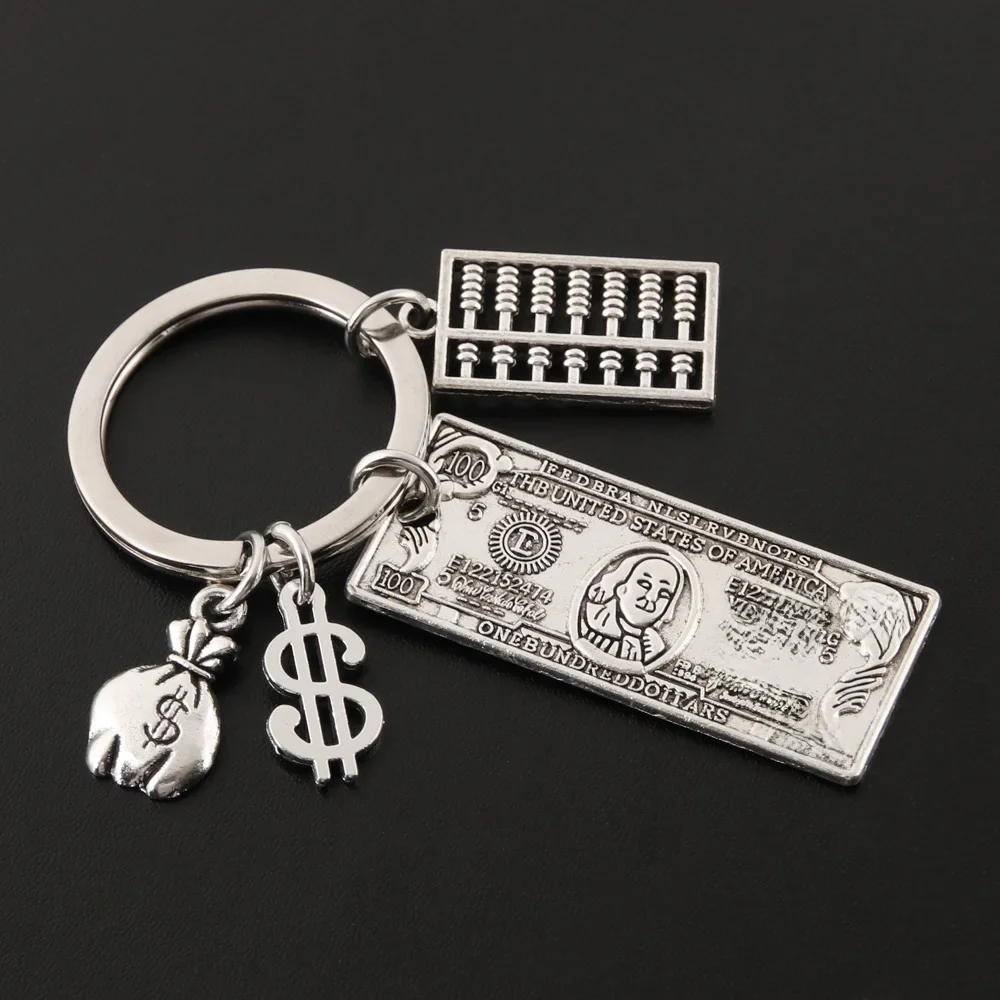 Porte-clés modèle 100 dollars USD, porte-monnaie arbre d'argent pour Souvenir fait à la main, porte-clés cadeau de monnaie américaine