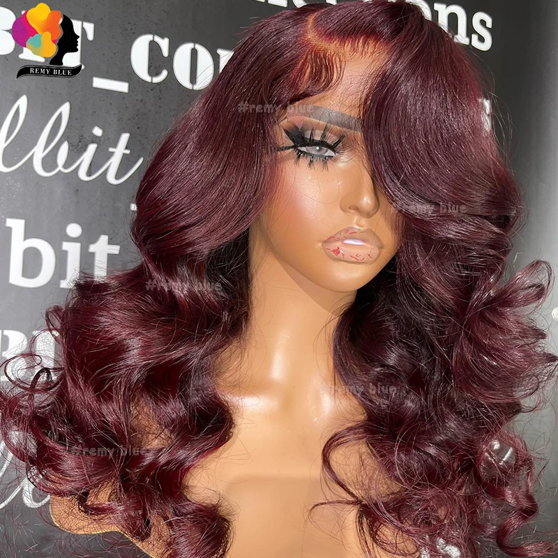 

Burgundy Human Hair Wigs Body Wave 13x4 13x6 Transparent Lace Front Human Hair Wig Colored Red Lace Frontal Wigs for Black Women