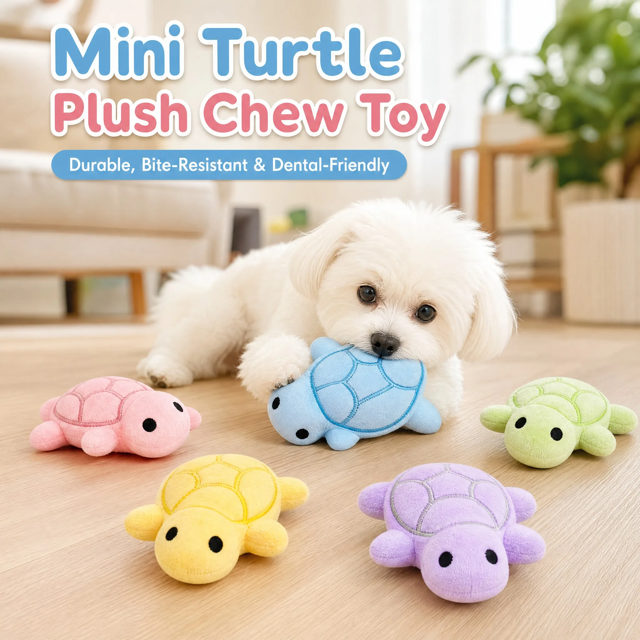Mini Turtle Plush Dog Chew Toy for Self-Entertainment Durable and Bite-Resistant Promotes Dental Health and Safe Fun Play
