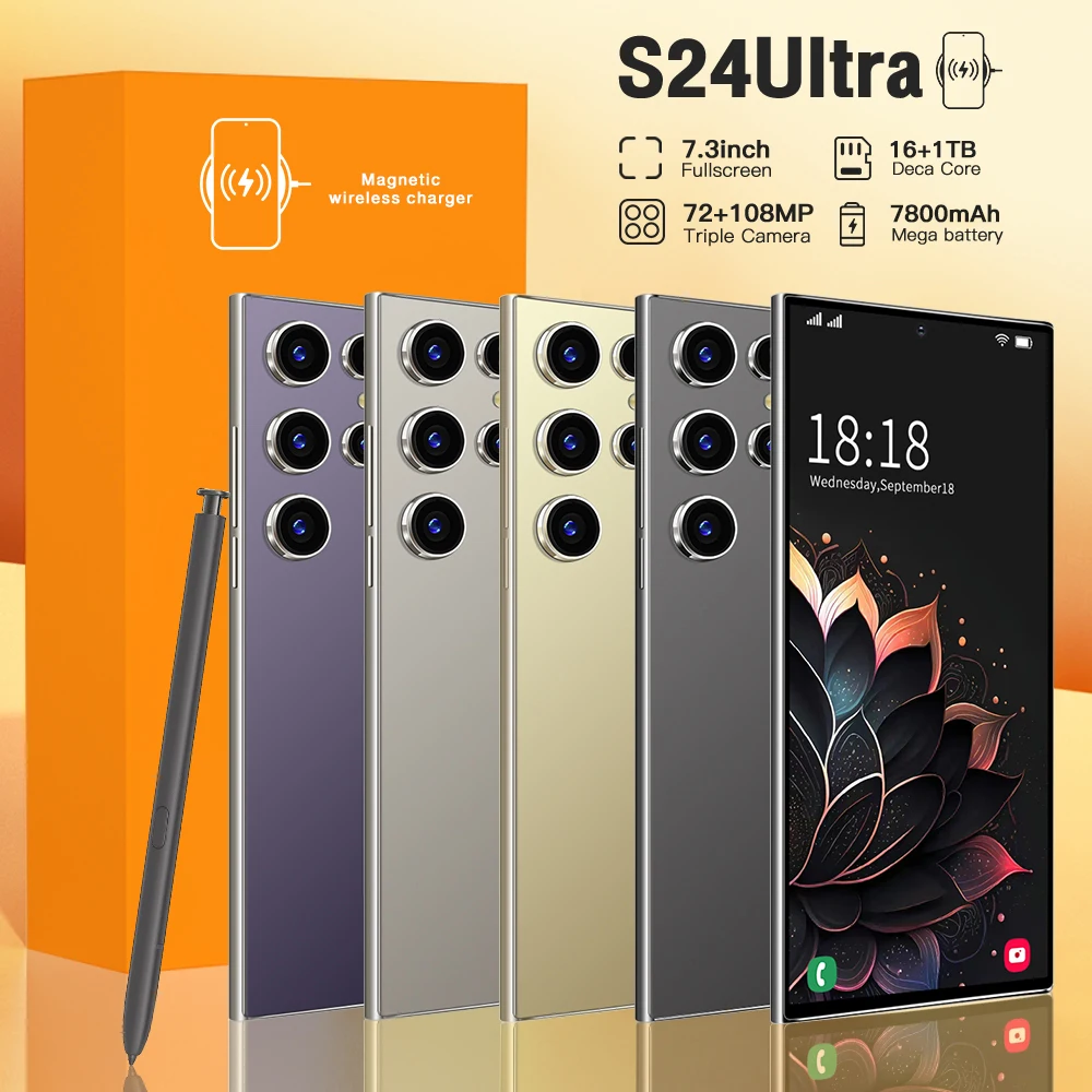 

2025 New S24 Ultra Smartphone Original 7.3 Inch Celulares Android Moblie Phones Unlocked 5G Dual Sim Global Version CellPhones