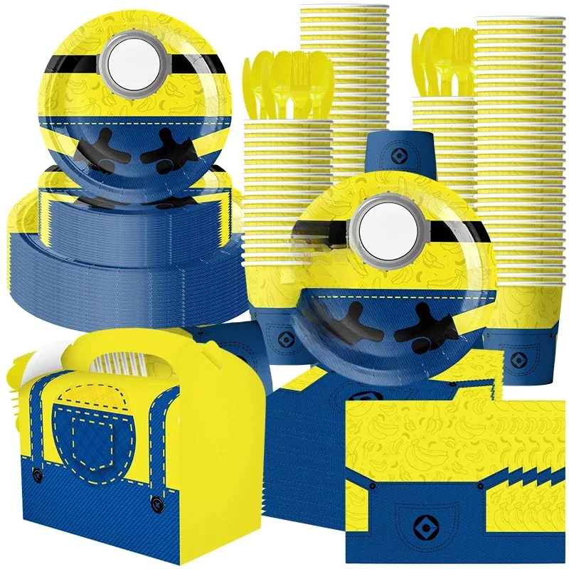 Jeans de dessin animé mignon, décoration de fête d'anniversaire, ensemble de vaisselle jetable, tasses, assiettes, nappe, ballon, faveur de fête pour filles et garçons