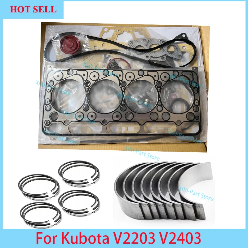 

V2403 Full Gasket Kit Set For Kubota Piston Ring Head Gasket Overhaul Rebuild Kit