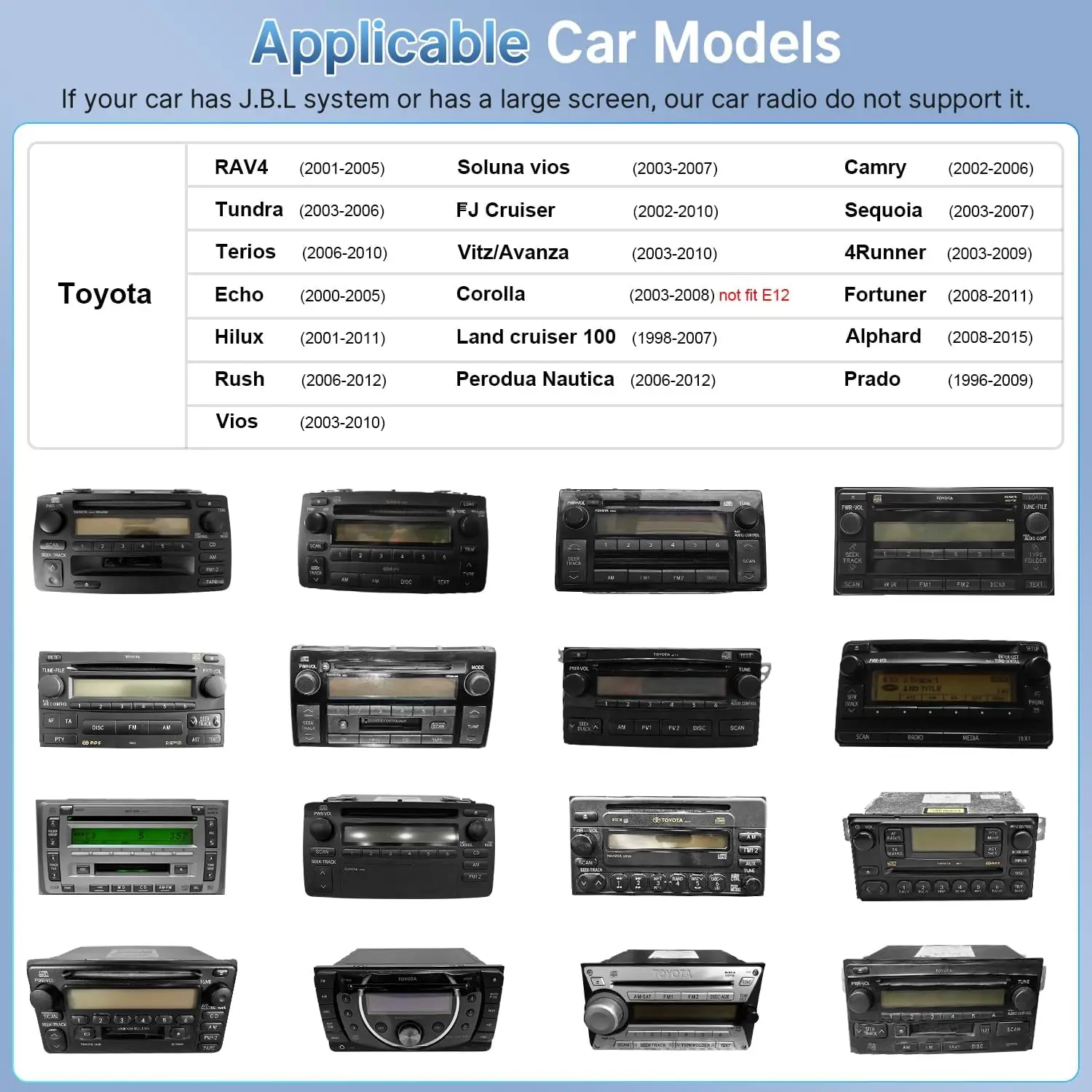 شاشة 7 بوصة مع كاميرا احتياطية GPS بلوتوث لسيارة Toyota RAV4 2001-2005 4Runner 2003-2009 Tundra 2003-2006 ستيريو (بدون J.B.L)