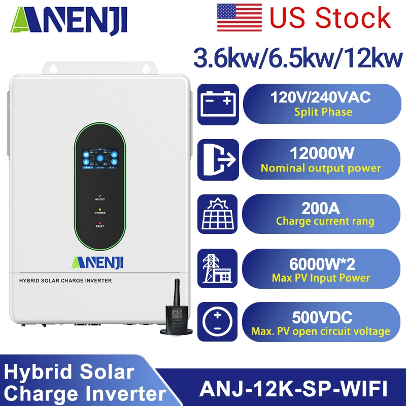 12KW 6.5KW 3.6KW 48V عاكس للطاقة الشمسية الهجين 120V/240V أدوات جيبية نقية لـ PV 90-500Vdc المدمج في 2 * MPPT يدعم الموازي #2