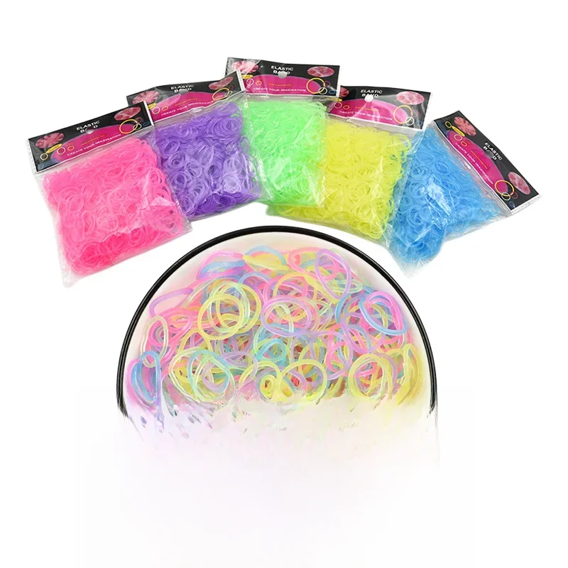 NOWE 600 sztuk Fluorescencyjne bransoletki świecące Materiały do ​​majsterkowania Gumowe opaski krosna Naszyjniki na nadgarstki dla dziewczynek Zaopatrzenie firm Chłopiec Zabawki — 2