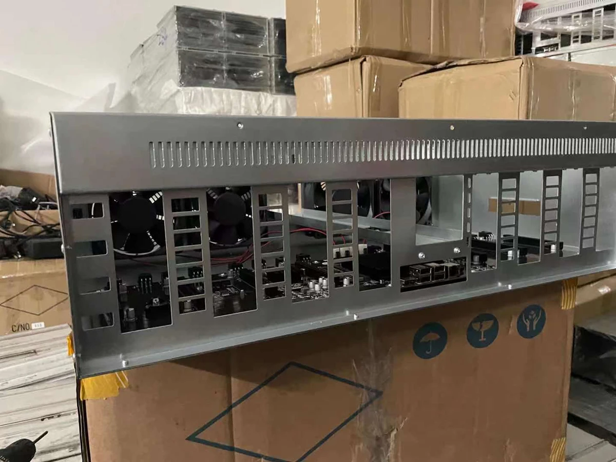 Etherine Mining Rack 8 GPU 847 Miner Case for Mining ETC ETH Mining Rig with Built in Power Supply Rig Box