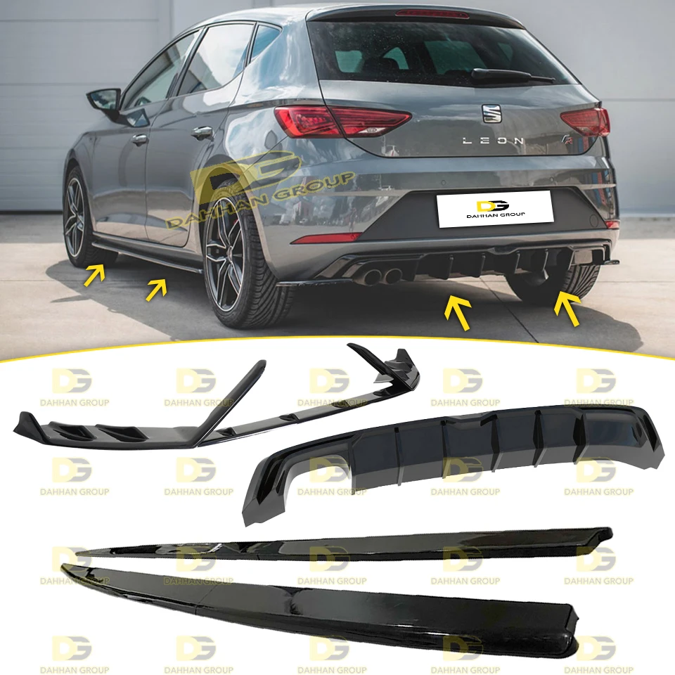 Seat Leon Mk3.5 2017 - 2020 Sport Bodykit Lenz and Maxton Design Front Lip Splitter Side Skirt Extensions Rear Diffuser Spoiler