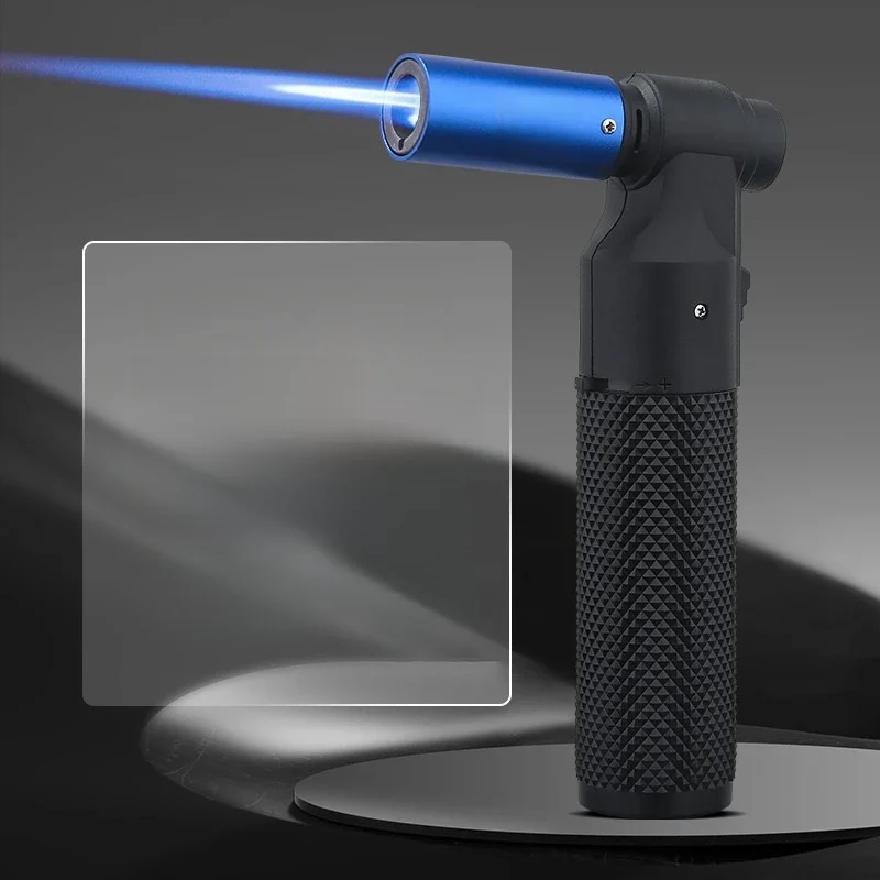 Boom EST-Briquet à gaz butane en métal coupe-vent extérieur, flamme bleue, torche à jet, barbecue, cigare, cuisine, soudage, outils de bijoux, utilisation à 360 °