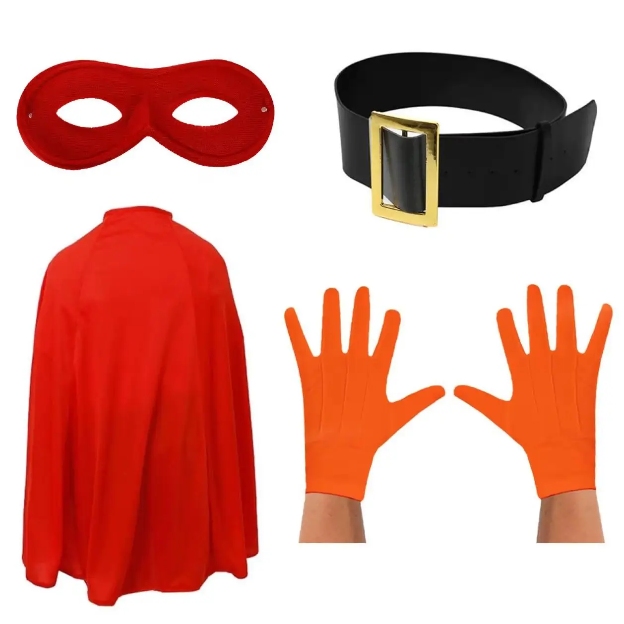 Kids Potato Superhero Costume - Red Cape, Eye Mask, Gloves & Black Belt - Childs World Book Day / Book Week Fancy Dress Costume