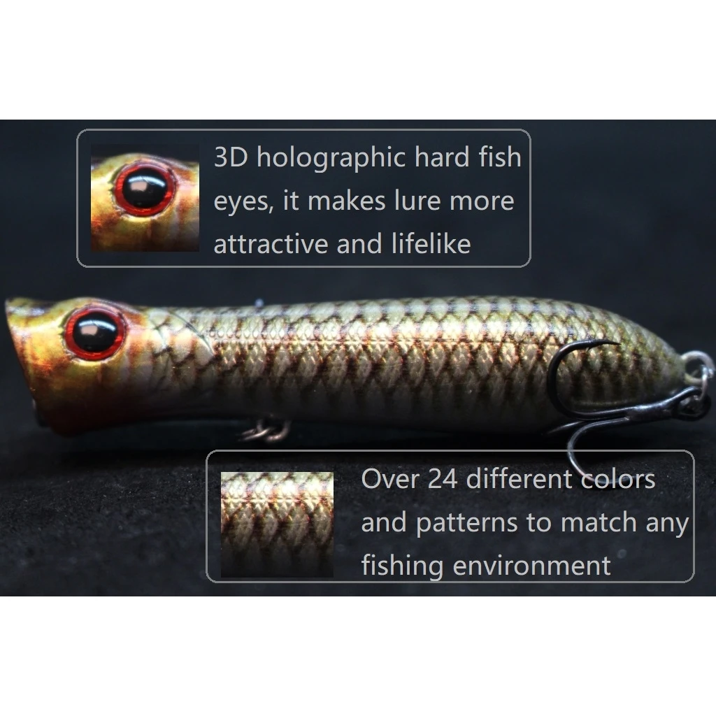 wLure Fishing Lure Topwater Popper 8cm 12g Real Skin Color Carp Fresh Water Sea Fake lure Ice Lure Fishing HT683