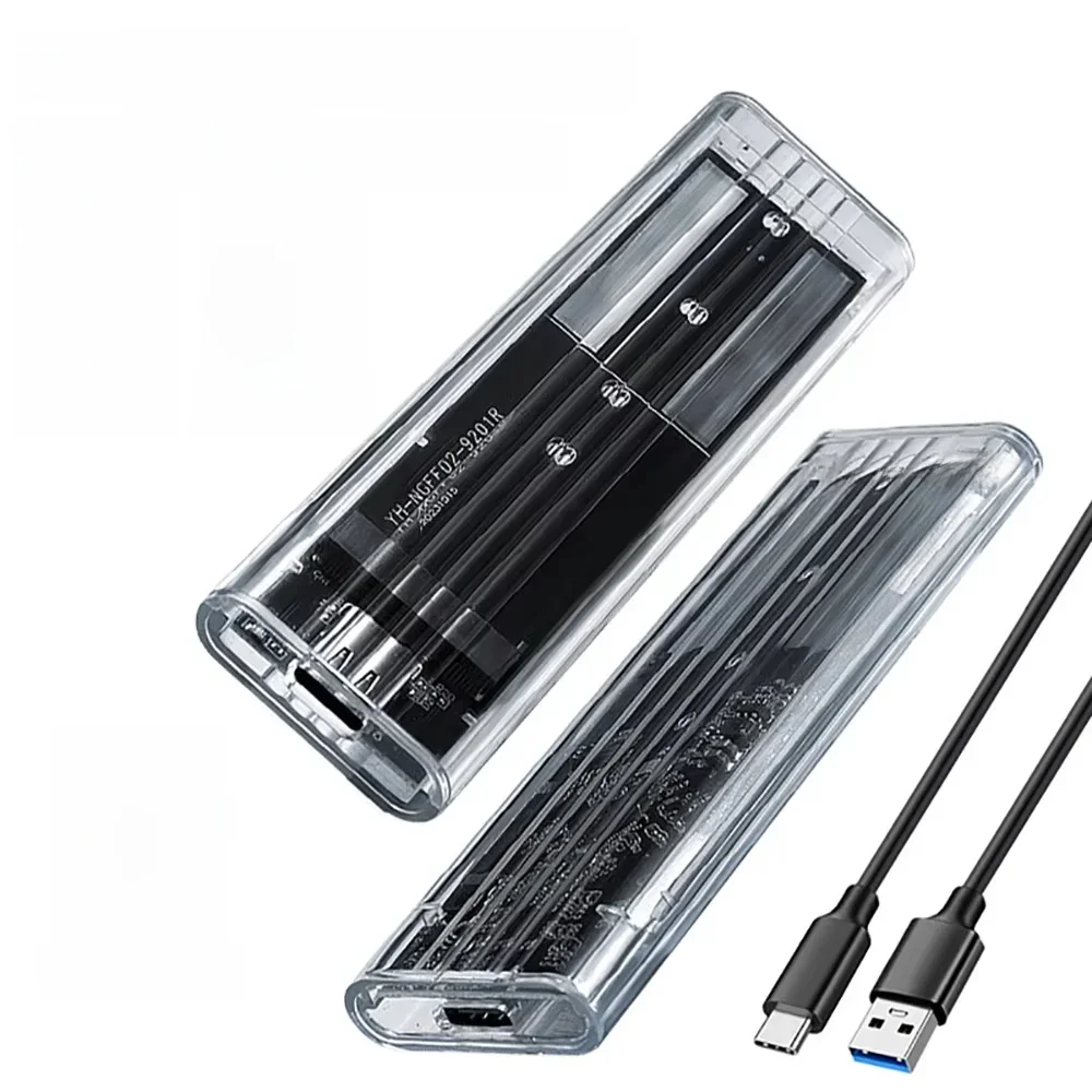 Obudowa dysku SSD M.2 NVME PCIe NGFF SATA Dual Protocol przezroczysta USB Type C 10Gbps PCI-E M2 SSD transparentna zewnętrzna skrzynka na dysk twardy — zdjęcie produktu 7