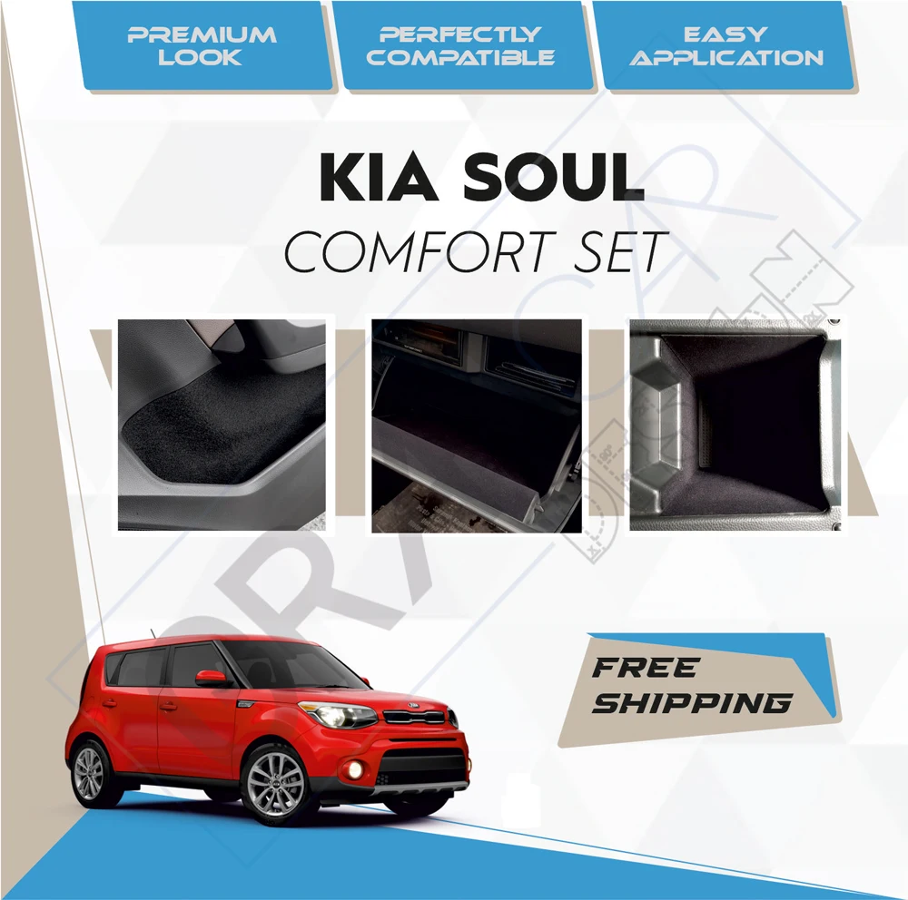 Kia Soul-Ready Fabric Coating In-Car Accessory Self-Adhesive Insulation Effective Coating Set