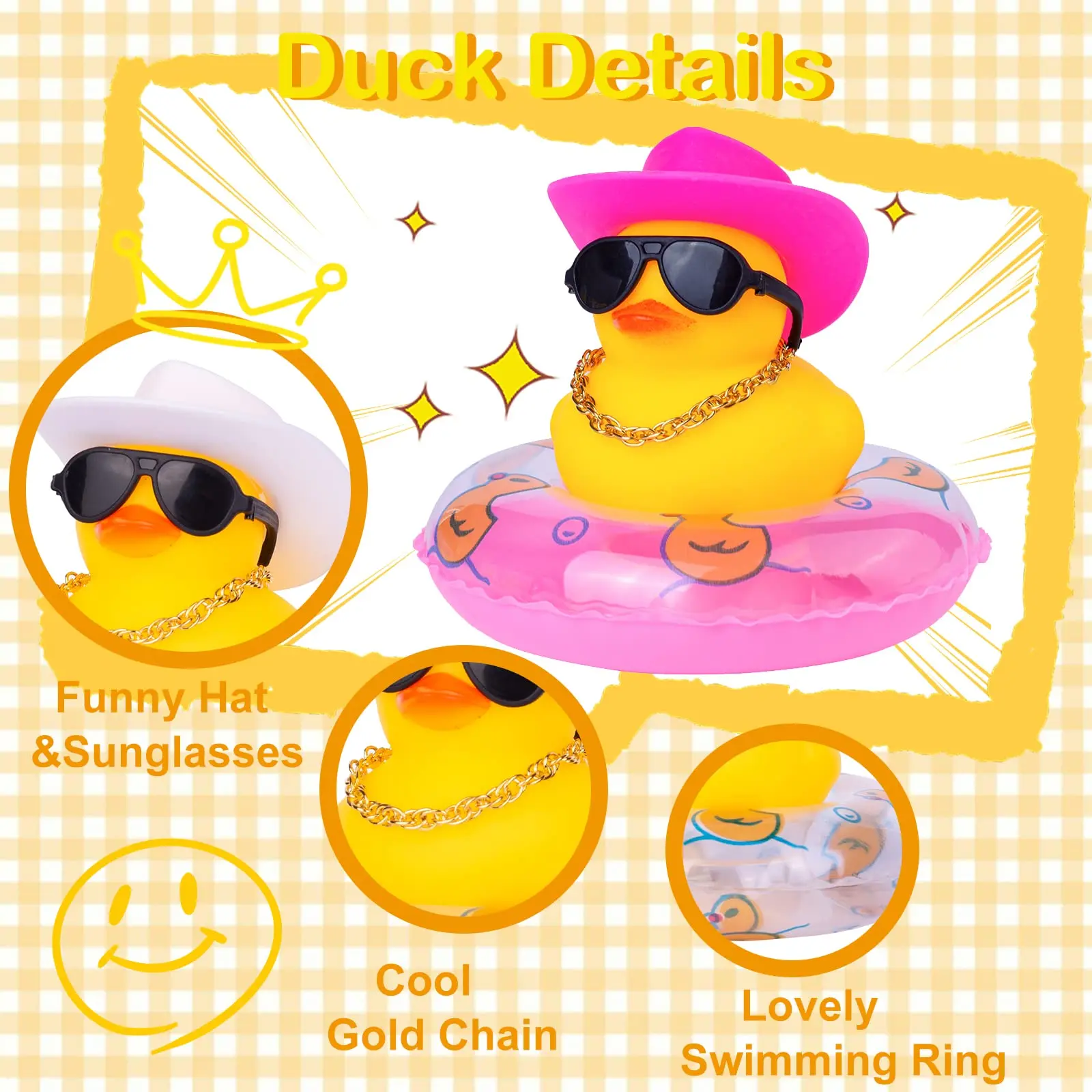 2 Set Car Duck Mini Rubber Duckies Toy Car Dashboard Yellow Jeep Duck Party Favor Car Decoration  Car Accessory Table Ornament