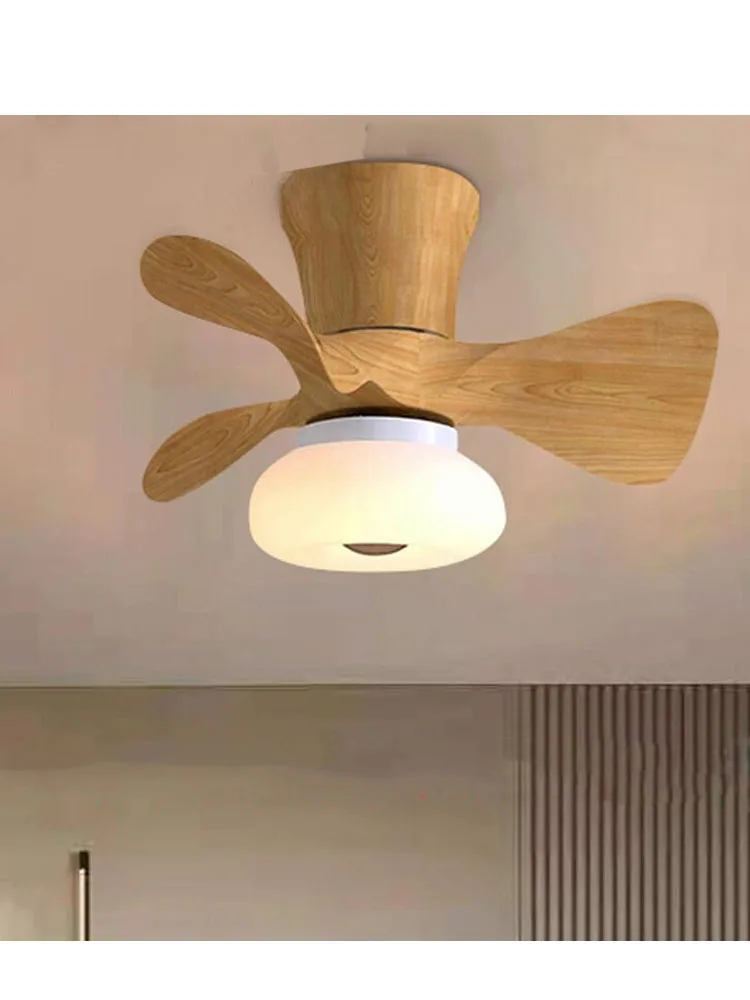 Wood Color Small Ceiling Fans Light For Living Room Bed Room Cute Colorful Macoron Fans Lamp 22 Inch APP Dimming Smart Fans