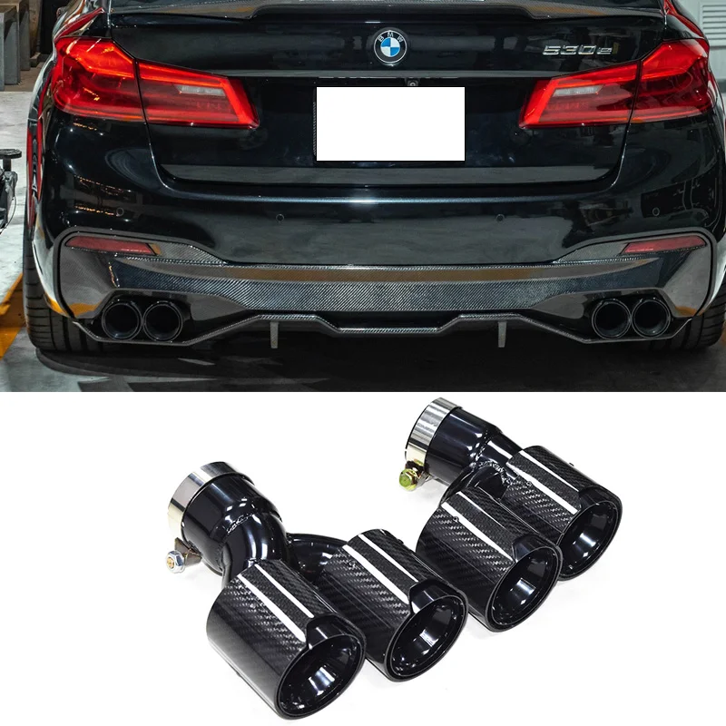 Dual Out Exhaust Tip Carbon Fiber Muffler Tip H Shape Tailpipe For BMW 525i 528i 530i G30 G31 2018+ 5 Series Exhaust Tip Nozzle