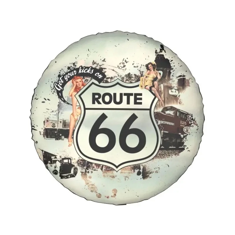 Get Your Kicks on Route 66 Spare Wheel Tire Cover for Mitsubishi Pajero Highway Sign Jeep RV SUV Vehicle 14 15 16 17inch