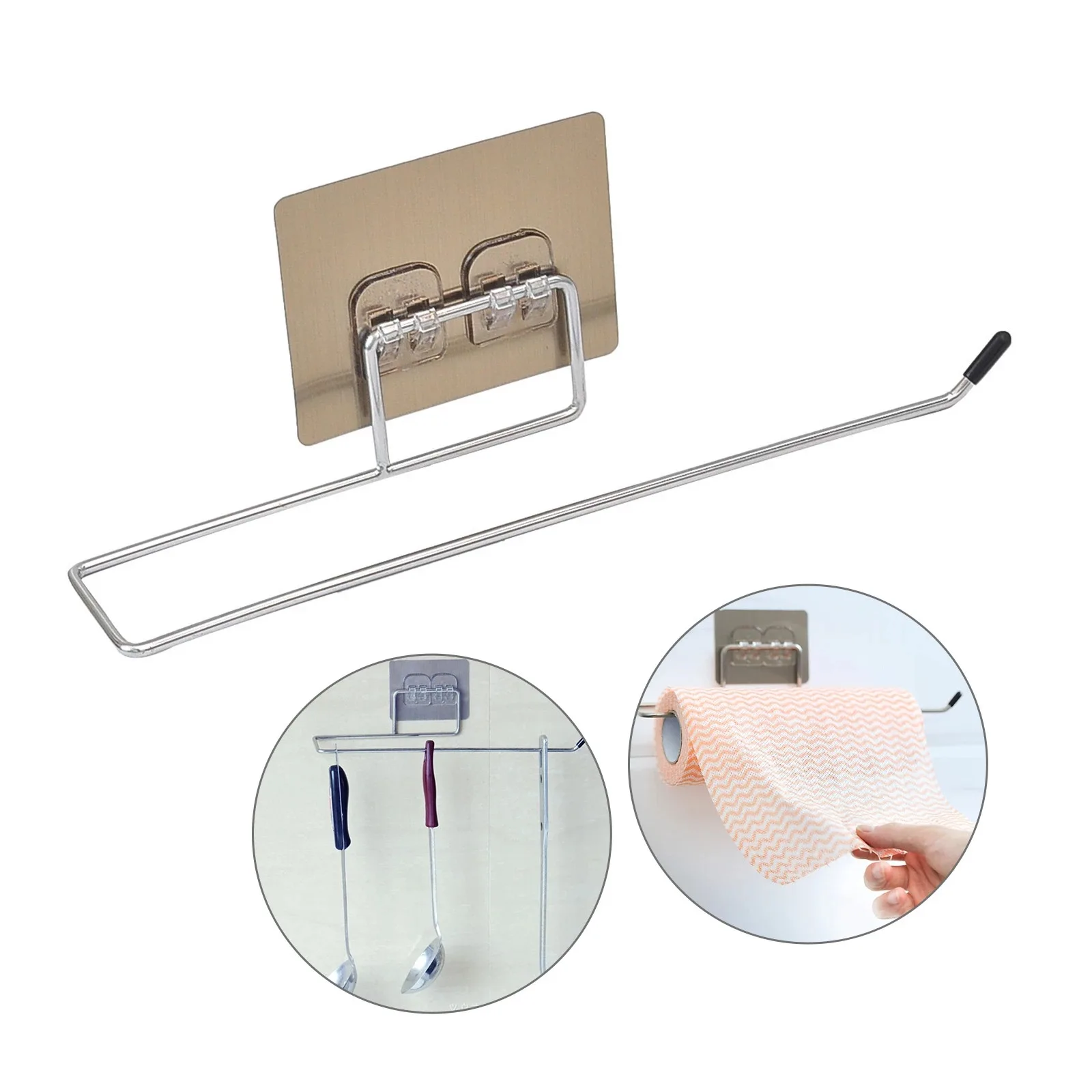 Lazy person cloth stainless steel bracket without punching pasted with kitchen bathroom toilet tissue storage rack hanging rack