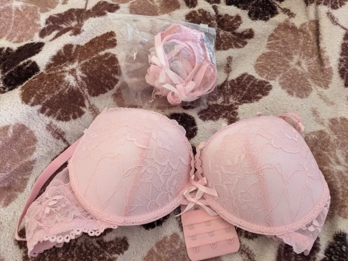 Aesthetic Purple Bow Necklace Bra Set Low Saturation Matching Tushy Bra Panty Push Up Bra & Adjustable Necklace For Women MOYISU photo review