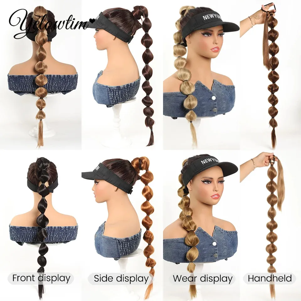 Bubble Ponytail Extension Synthetic Warp Around Ponytail Hair Extensions For Women Lantern Bubble Ponytail Natural Black Brown