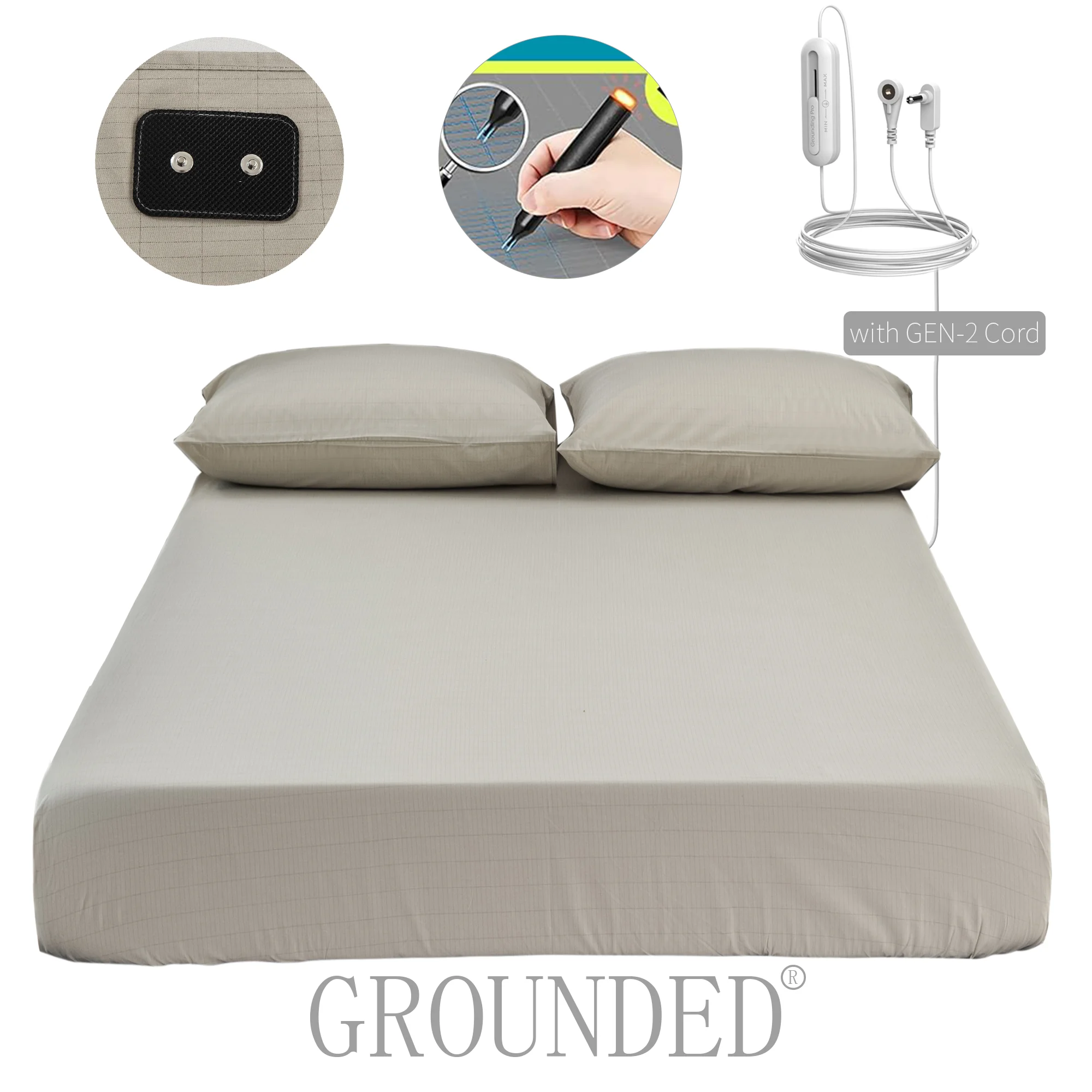 Queen Size Antimicrobial Silver Fabric Earthing Grounding Sheet with Elastic Band Fitted Bed Sheet for Improved Sleep Quality