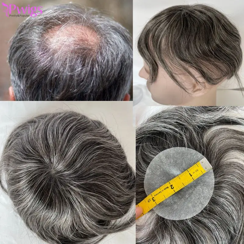 

Pwigs1B40 Thin Skin PU Bald Spot European Hair Patches Toupee For Men 8cm X 8cm Hair Piece Glue On Hair Replacement System