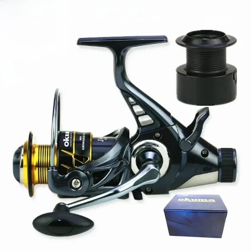 Nouveau Okuma double frein mĂ©tal fil tasse moulinet de pĂȘche 18K Max glisser5.2:1/4.9:1 roue rotative G3000-6000